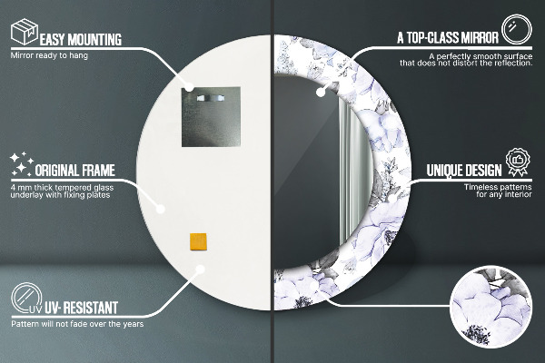 Decoratiuni perete cu oglinda Trandafiri albaștri