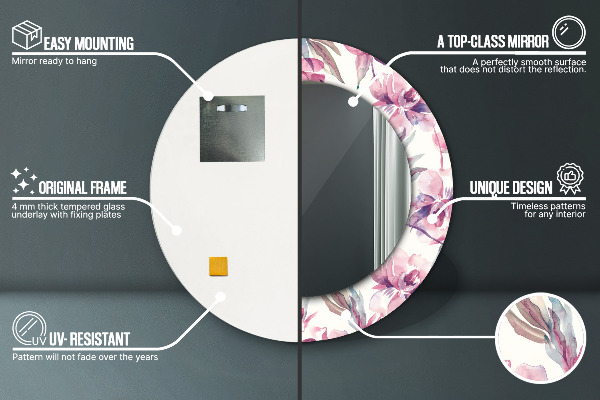 Decoratiuni perete cu oglinda Flori de bujori