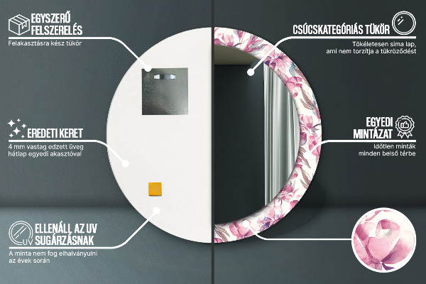 Decoratiuni perete cu oglinda Flori de bujori