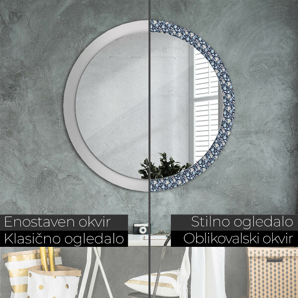 Oglinda rotunda rama cu imprimeu Model boho