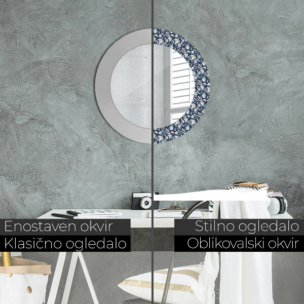 Oglinda rotunda rama cu imprimeu Model boho