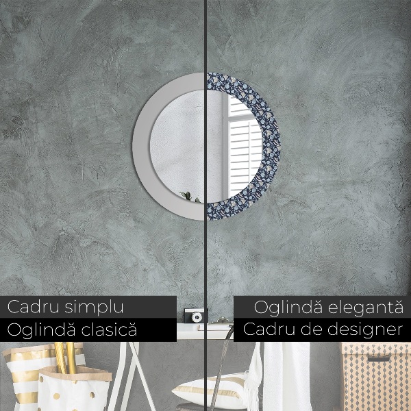 Oglinda rotunda rama cu imprimeu Model boho