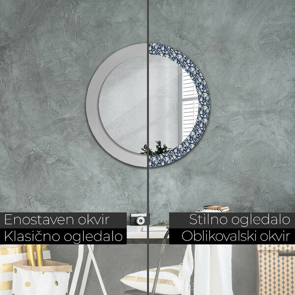 Oglinda rotunda rama cu imprimeu Model boho