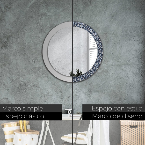 Oglinda rotunda rama cu imprimeu Model boho