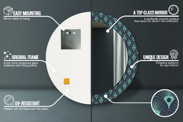 Oglinda rotunda imprimata Model floral