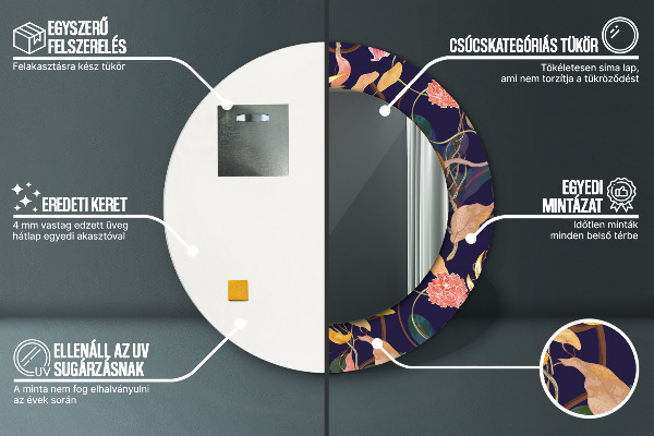 Oglinda cu decor rotunda Plante de acuarelă