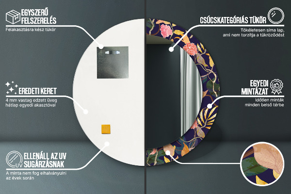 Oglinda cu decor rotunda Plante de acuarelă