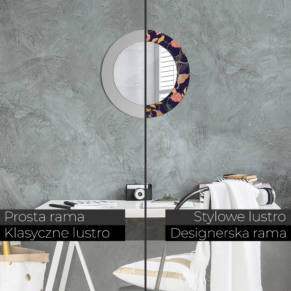 Oglinda cu decor rotunda Plante de acuarelă