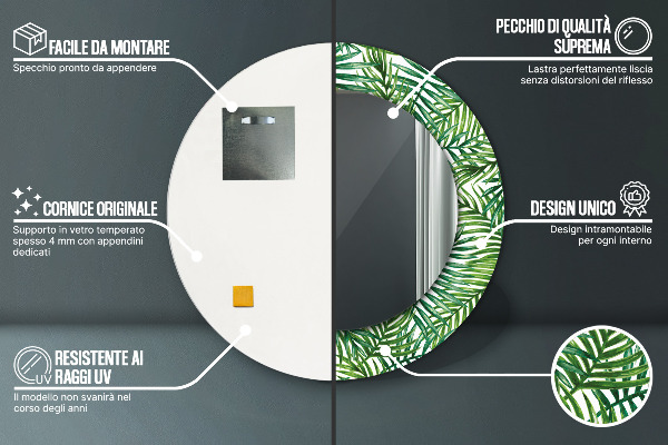 Decoratiuni perete cu oglinda Palmă tropicală