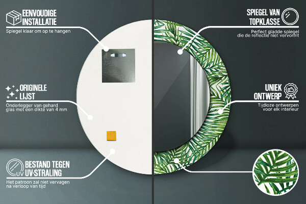 Decoratiuni perete cu oglinda Palmă tropicală