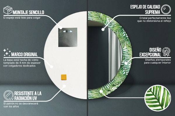 Decoratiuni perete cu oglinda Palmă tropicală