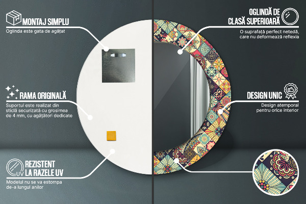 Decoratiuni perete cu oglinda Floral etnic