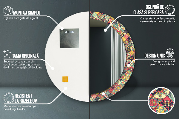 Decoratiuni perete cu oglinda Floral etnic