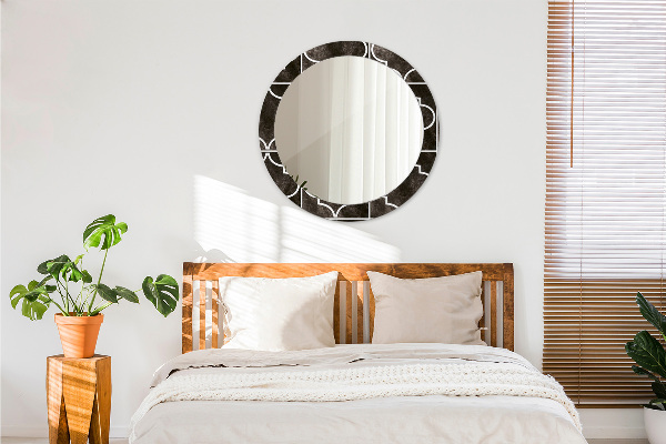 Oglinda rotunda rama cu imprimeu Placi antice