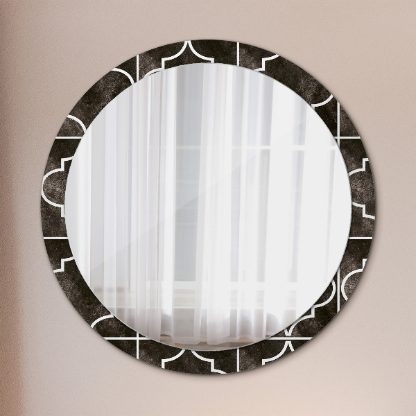 Oglinda rotunda rama cu imprimeu Placi antice