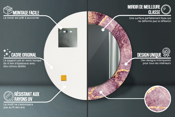 Oglinda rotunda imprimata Marmură cu adăugarea de aur