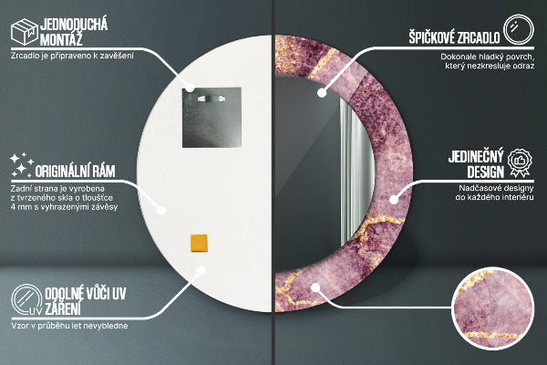Oglinda rotunda imprimata Marmură cu adăugarea de aur