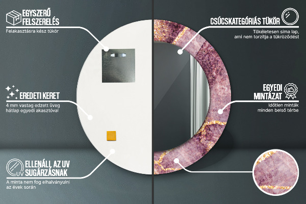 Oglinda rotunda imprimata Marmură cu adăugarea de aur