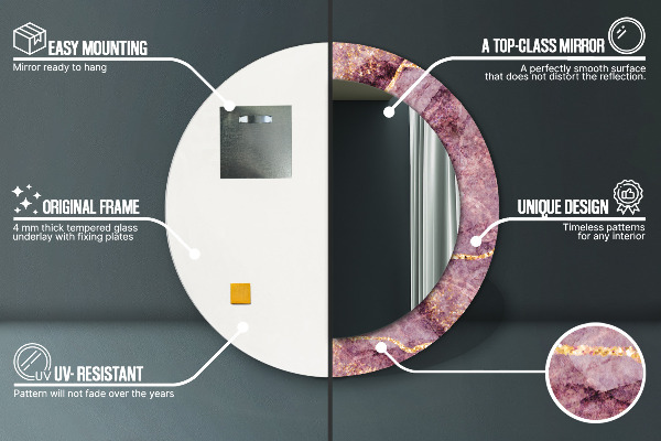 Oglinda rotunda imprimata Marmură cu adăugarea de aur