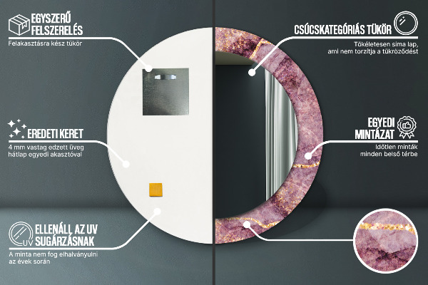 Oglinda rotunda imprimata Marmură cu adăugarea de aur