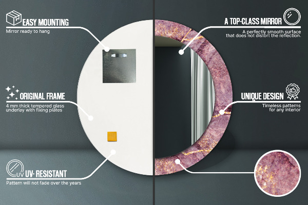 Oglinda rotunda imprimata Marmură cu adăugarea de aur