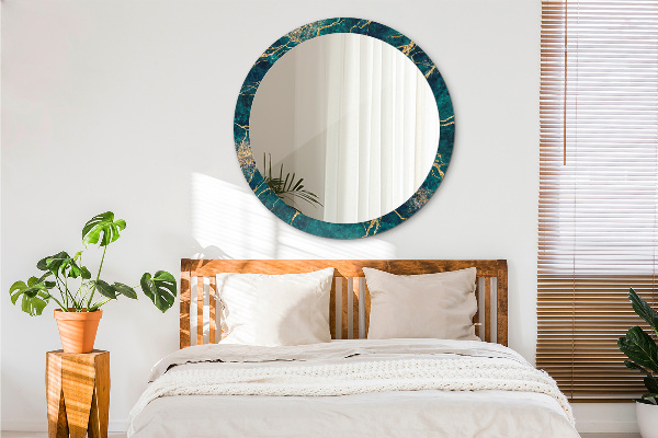 Oglinda rotunda imprimata Marmură verde de malachit