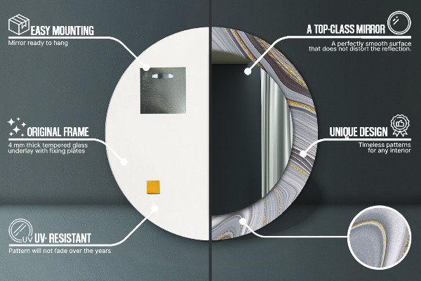 Oglinda rotunda imprimata Marmură gri
