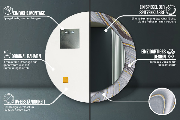 Oglinda rotunda imprimata Marmură gri