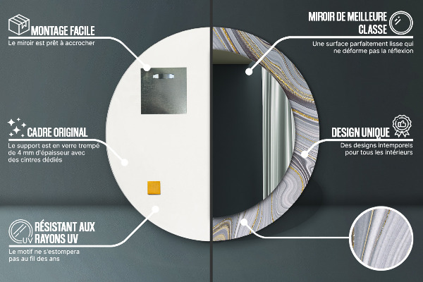 Oglinda rotunda imprimata Marmură gri