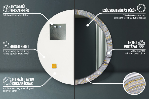Oglinda rotunda imprimata Marmură gri