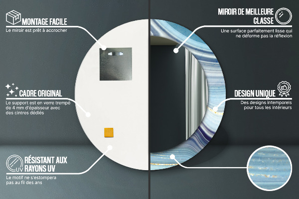 Oglinda rotunda imprimata Marmură albastră