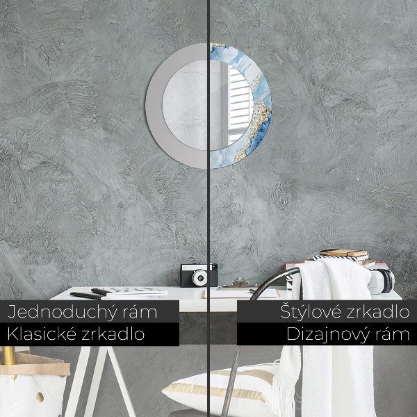 Oglinda rotunda imprimata Aur de marmură albastră