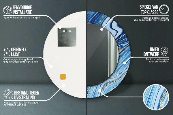 Oglinda cu decor rotunda Marmură albastră