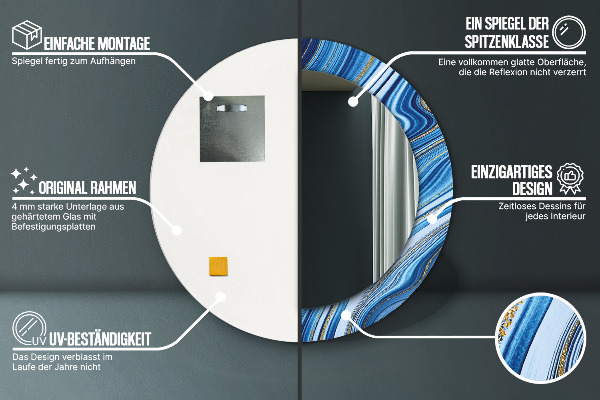 Oglinda cu decor rotunda Marmură albastră