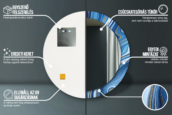 Oglinda cu decor rotunda Marmură albastră