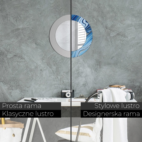 Oglinda cu decor rotunda Marmură albastră