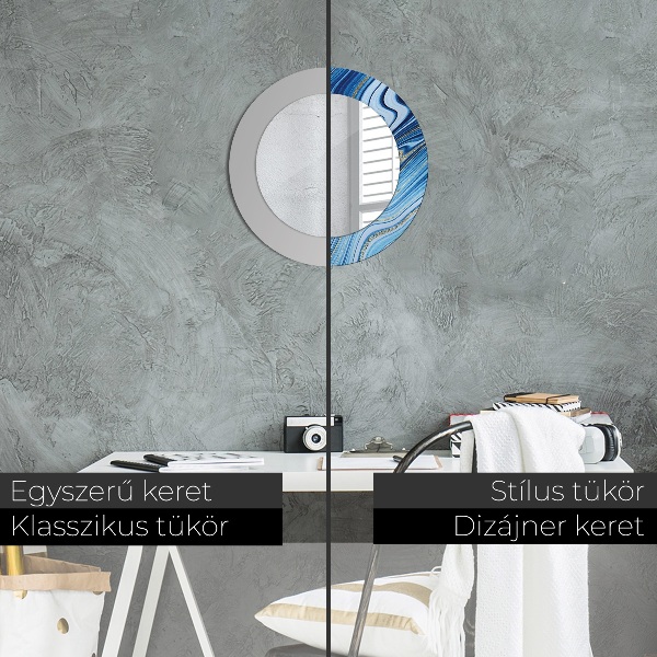 Oglinda cu decor rotunda Marmură albastră