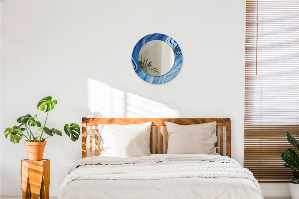 Oglinda cu decor rotunda Marmură albastră