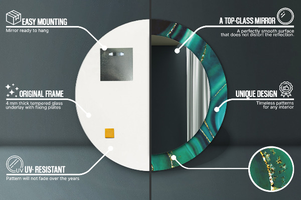 Oglinda cu decor rotunda Marmură de smarald