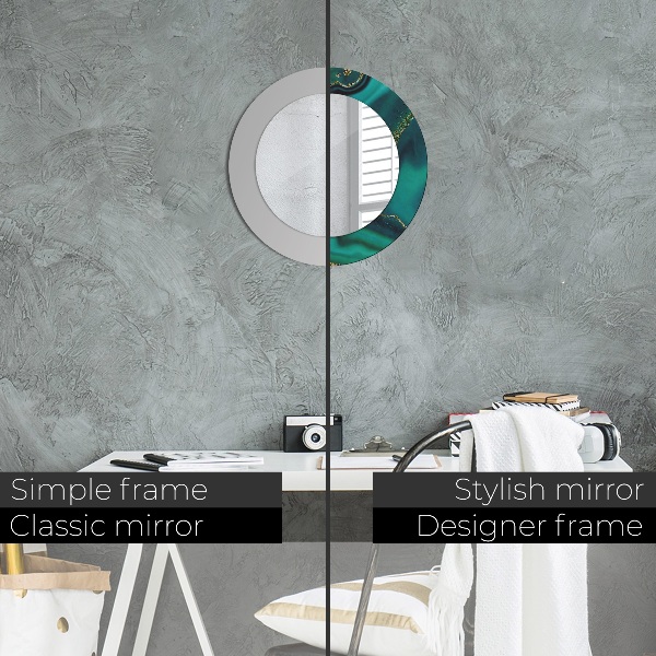 Oglinda cu decor rotunda Marmură de smarald