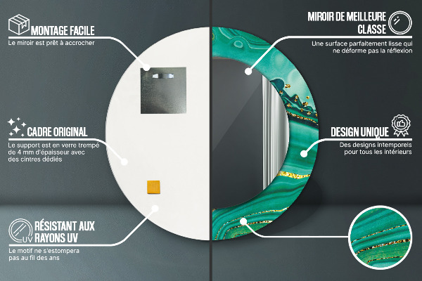 Oglinda cu decor rotunda Agate jaspis marble