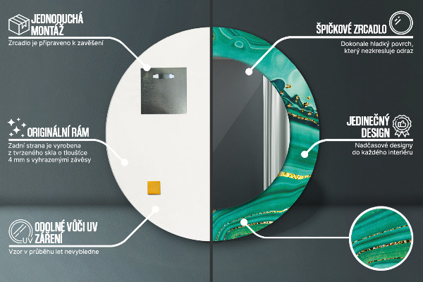 Oglinda cu decor rotunda Agate jaspis marble