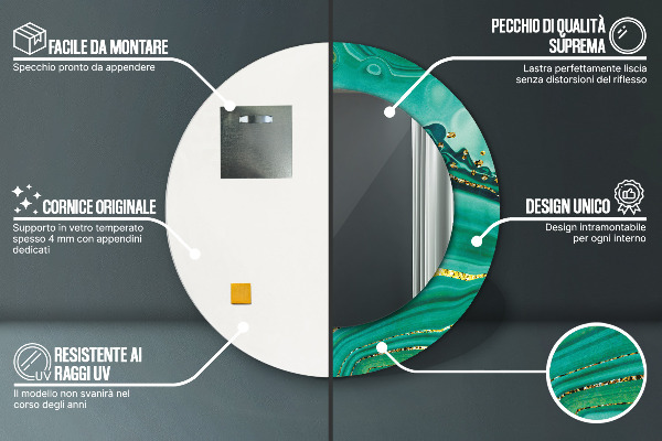 Oglinda cu decor rotunda Agate jaspis marble