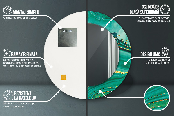 Oglinda cu decor rotunda Agate jaspis marble