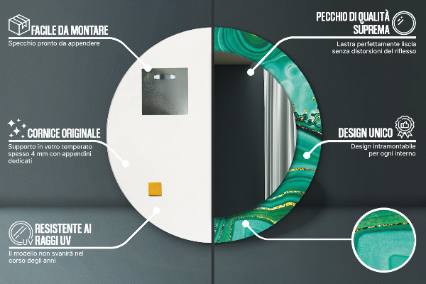 Oglinda cu decor rotunda Agate jaspis marble