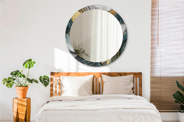 Oglinda cu decor rotunda Marmură și aur