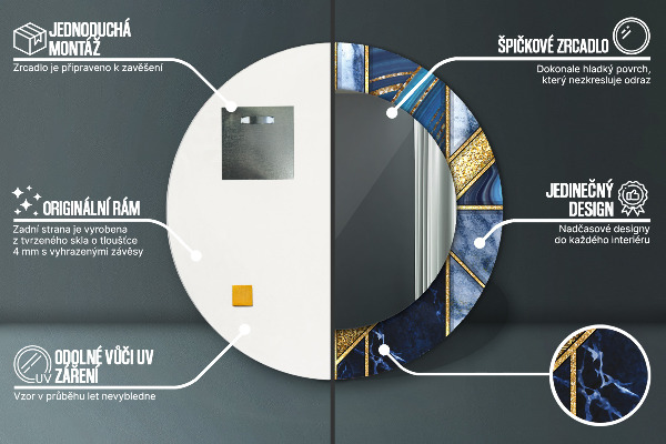 Oglinda cu decor rotunda Marmură modernă