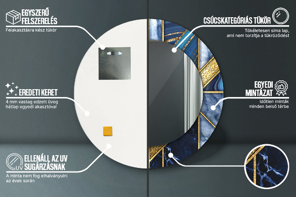 Oglinda cu decor rotunda Marmură modernă