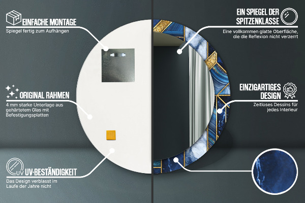 Oglinda cu decor rotunda Marmură modernă