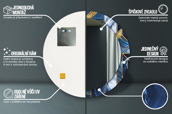 Oglinda cu decor rotunda Marmură modernă